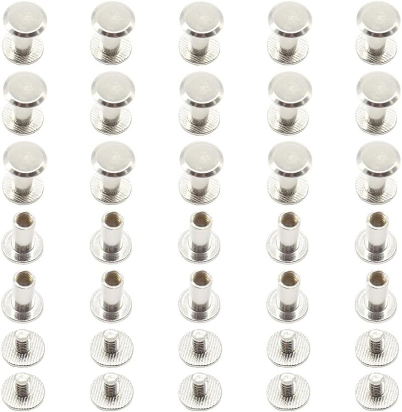 Ruidee 100Pcs/50Set Chicago Screws M5x10mm Book Binding Rivets Screw Posts Round Flat Head Stud Screw for DIY Leather Albums (DZBD/M5x10) - Image 1